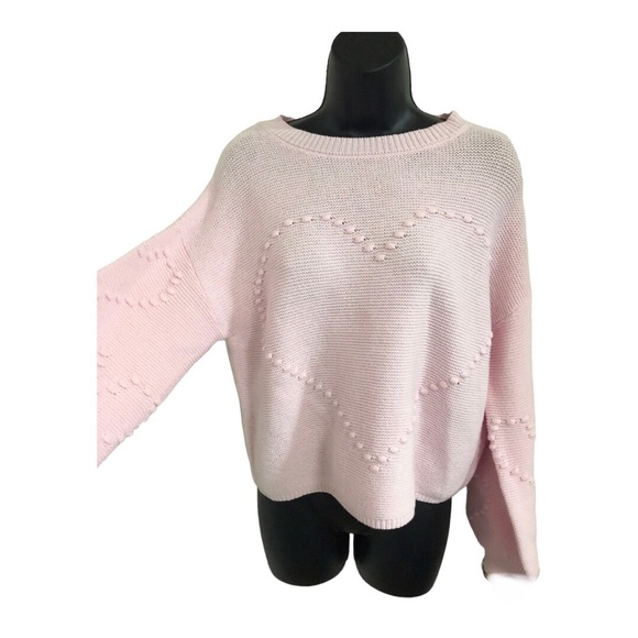 Jessica Simpson baby pink heart shaped dot embroidered sweater size medium new - Picture 5 of 13